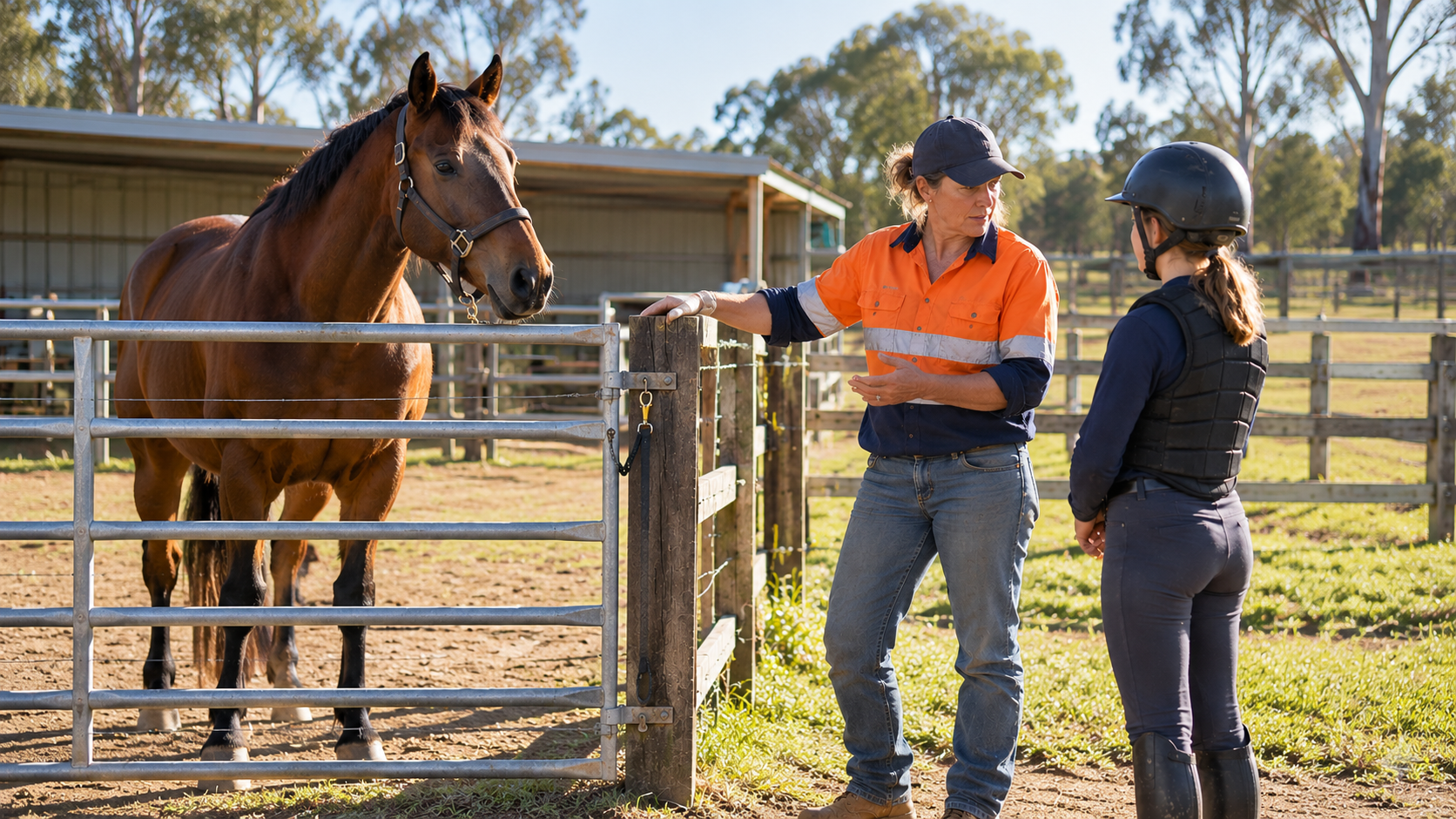 Sunlit Equestrian Paddock Lesson