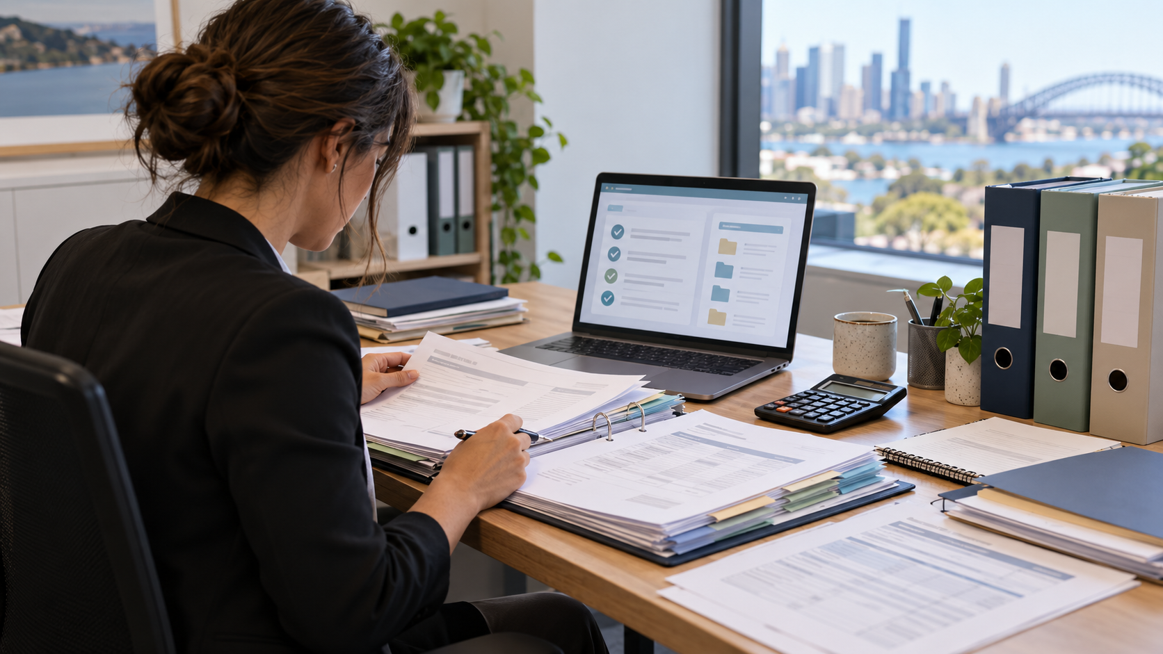 Workspace with Harbour view
